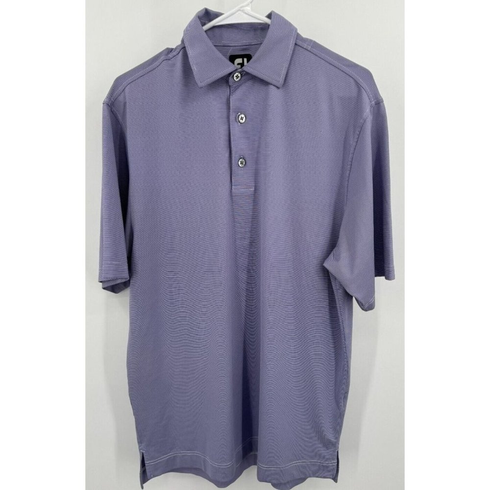 FootJoy FJ Polo Shirt Mens M Purple Striped Golf‎ Stretch